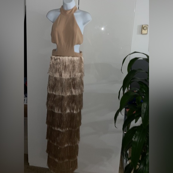 blithe | Dresses | Blithe La Nude Fringe Maxi Cutout Dress Nwt | Poshmark
